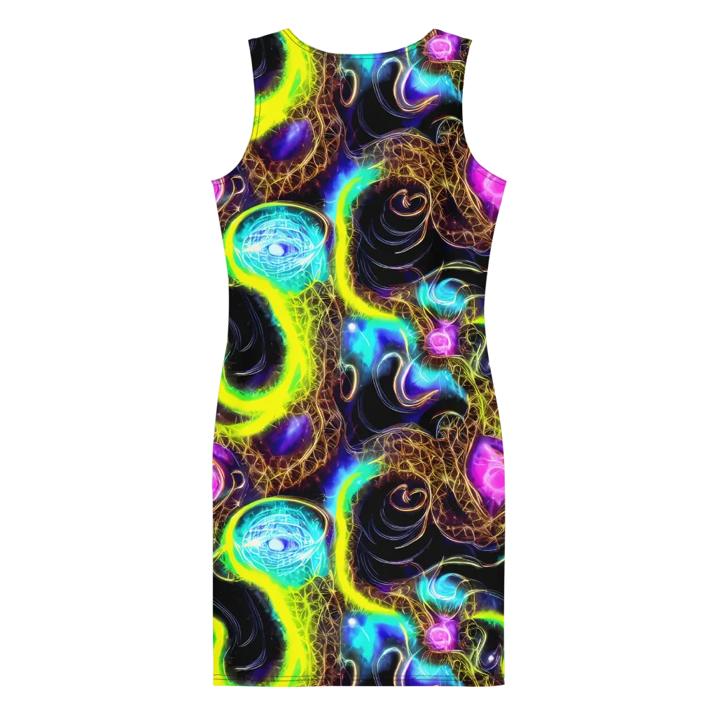 Blacklight Botanica on Bodycon Dress — Back