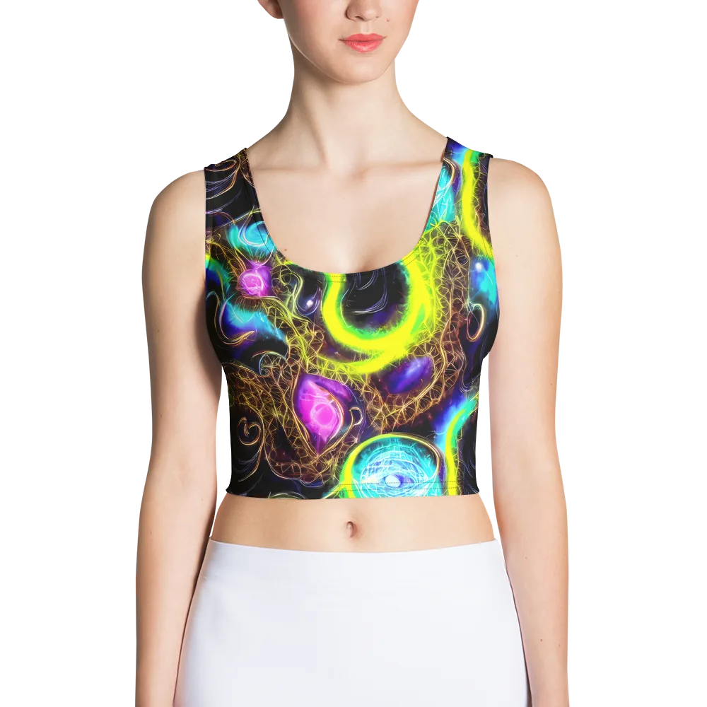 Blacklight Botanica on Crop Top — Front