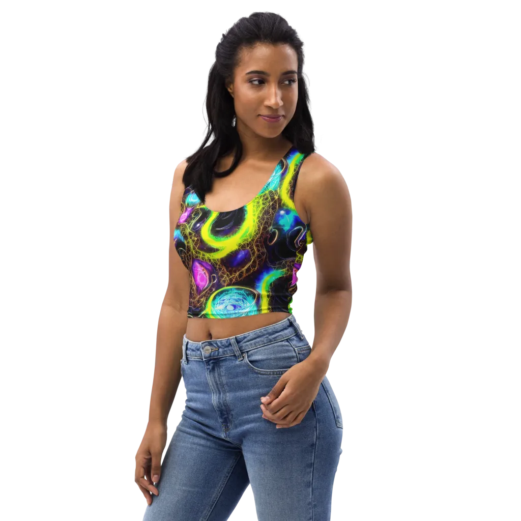 Blacklight Botanica on Crop Top — Left Front
