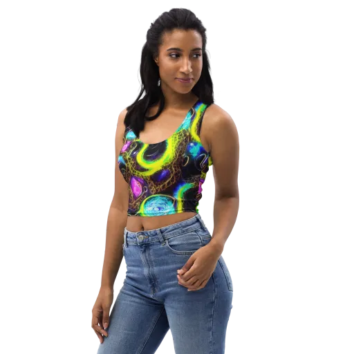 Blacklight Botanica on a Crop Top