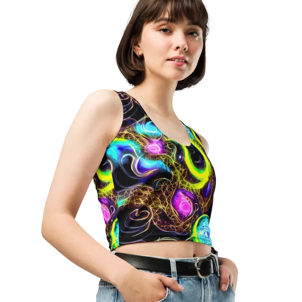 Blacklight Botanica on Crop Top — Right Front