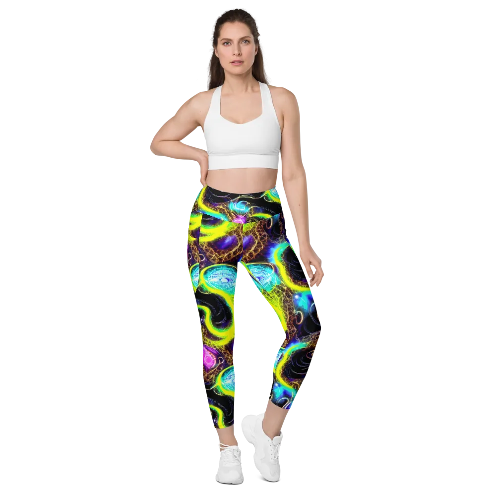 Blacklight Botanica on Leggings with Pockets — Front