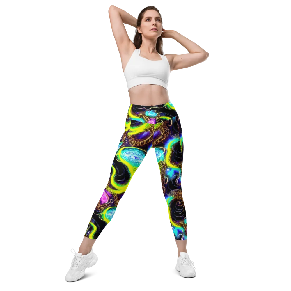 Blacklight Botanica on Leggings with Pockets — Front