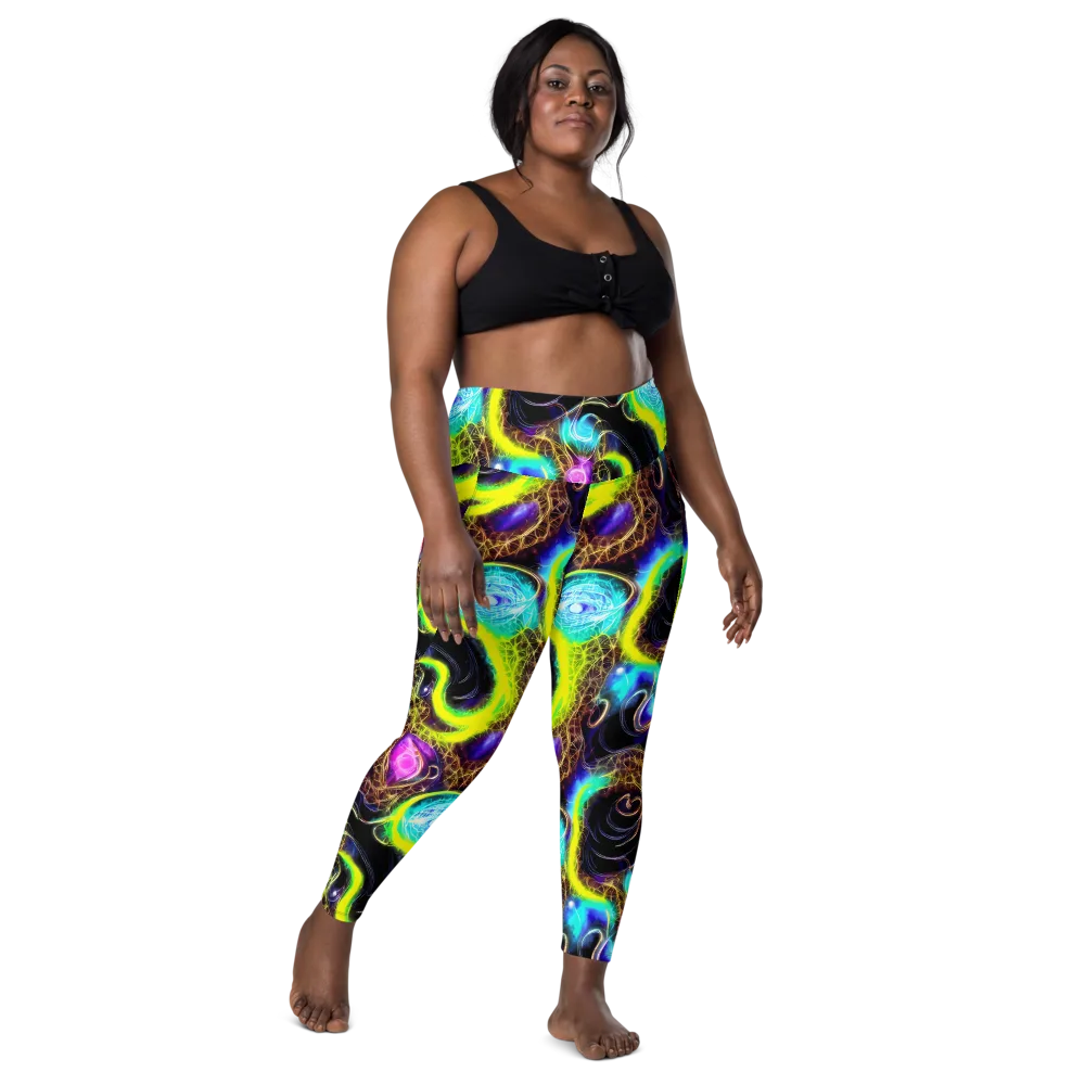 Blacklight Botanica on Leggings with Pockets — Front