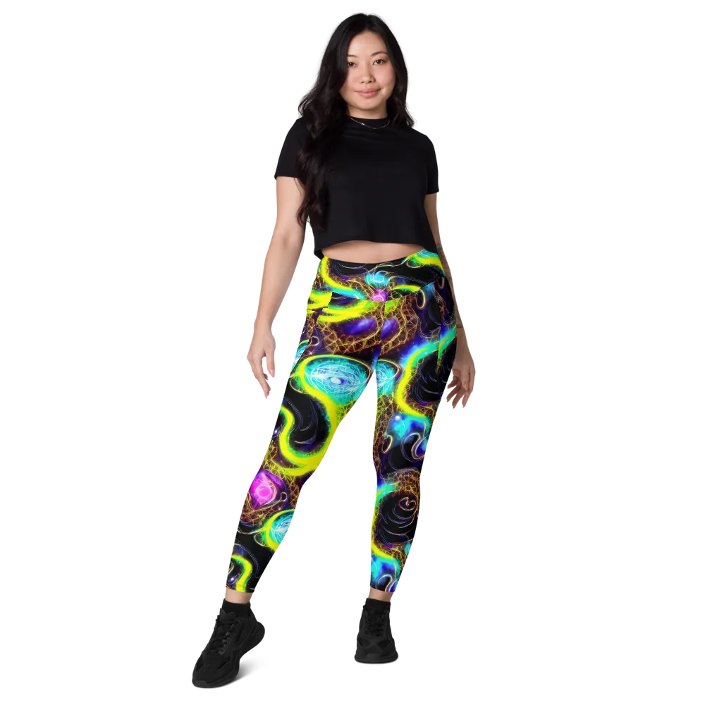 Blacklight Botanica on Leggings with Pockets — Front