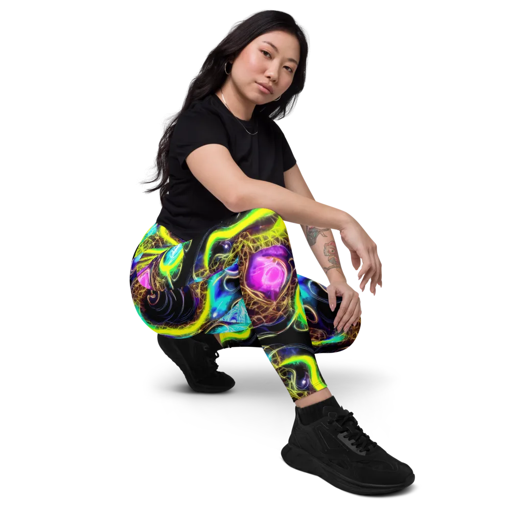 Blacklight Botanica on Leggings with Pockets — Right Front