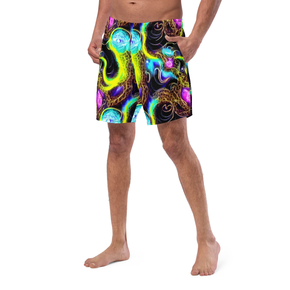 Blacklight Botanica on Swim Trunks — Left Front