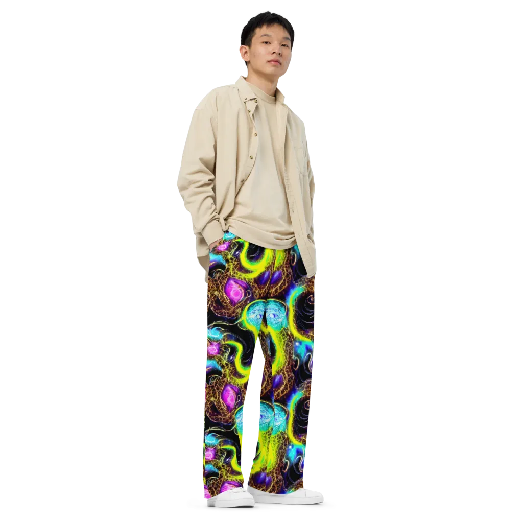 Blacklight Botanica on Wide-Leg Pants — Right Front