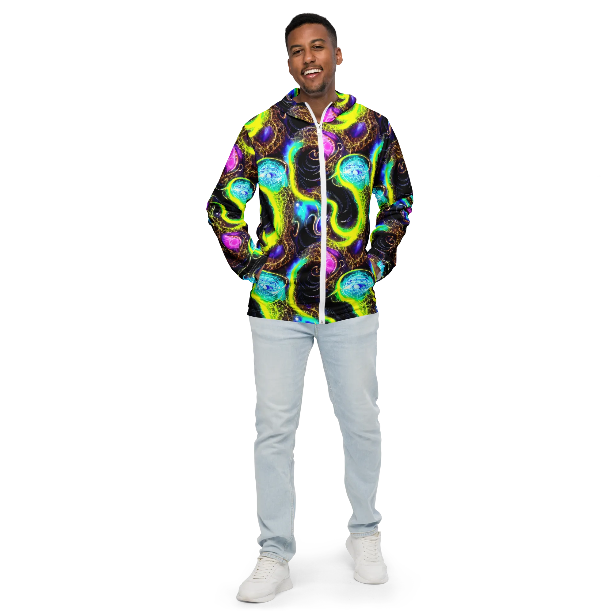 Blacklight Botanica on Men's Windbreaker — Front
