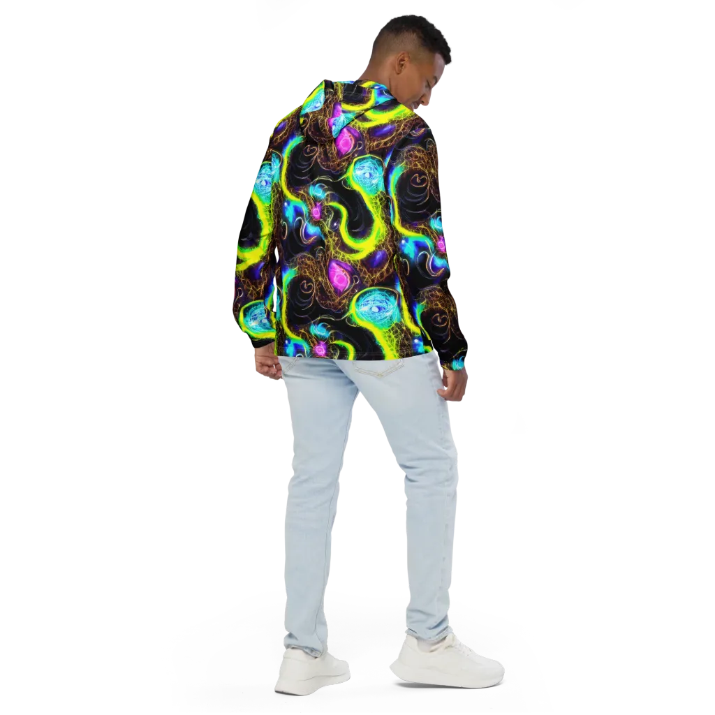 Blacklight Botanica on Men's Windbreaker — Back