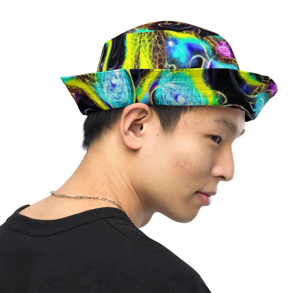 Blacklight Botanica on Reversible Bucket Hat — Right Outside
