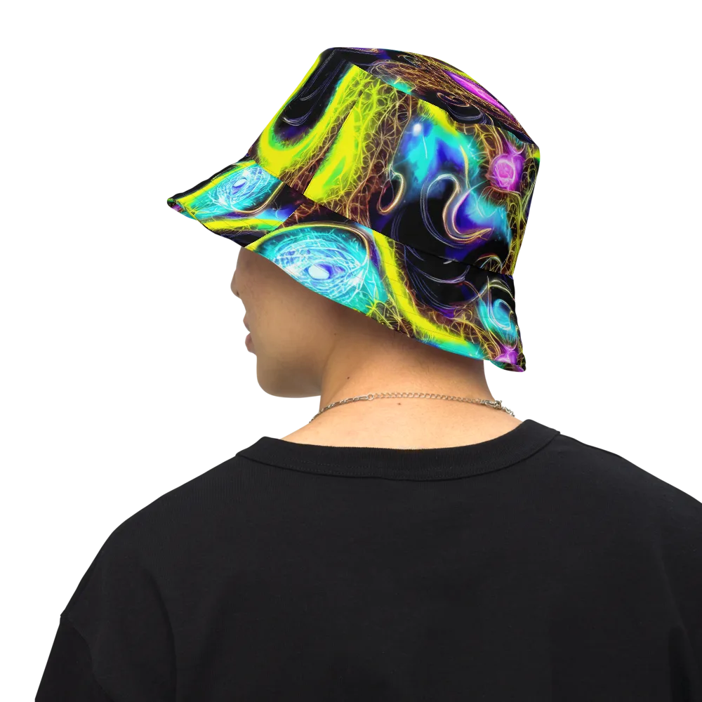 Blacklight Botanica on Reversible Bucket Hat — Back Inside