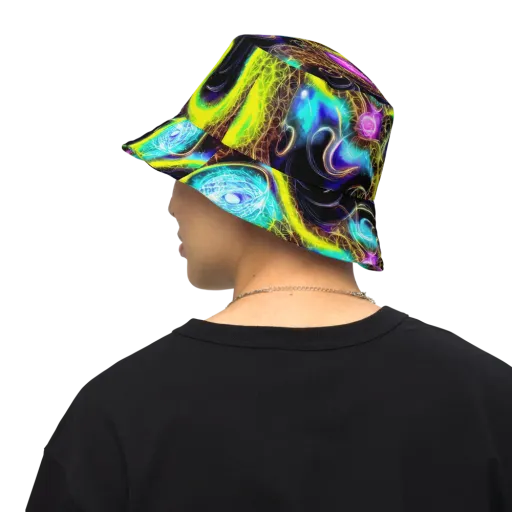 Blacklight Botanica on a Reversible Bucket Hat