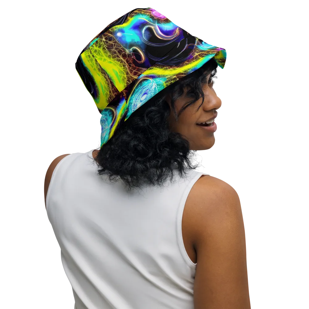 Blacklight Botanica on Reversible Bucket Hat — Right Outside