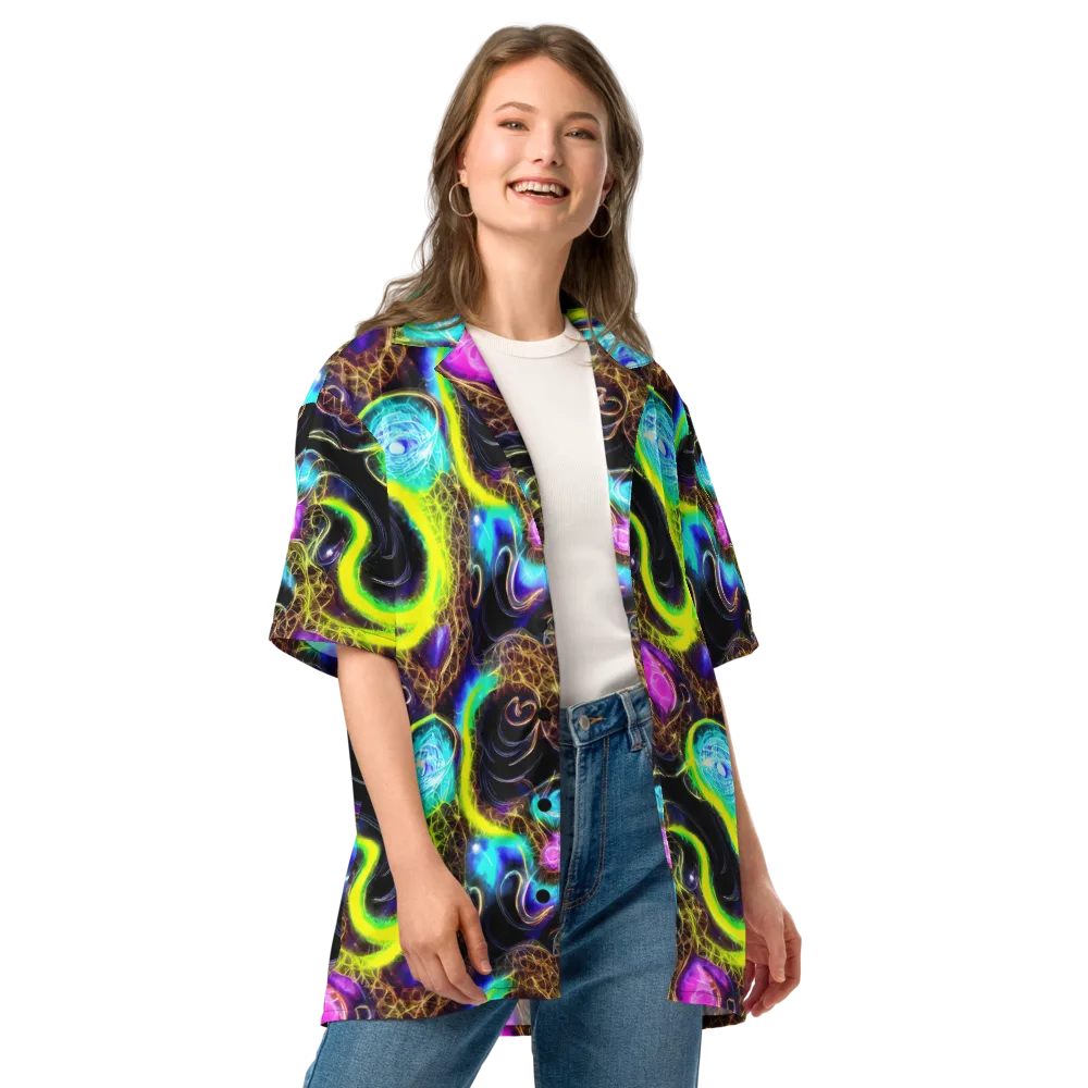 Blacklight Botanica on Button Shirt — Front