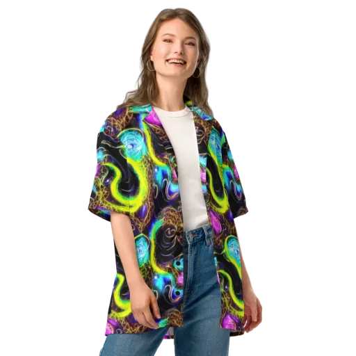 Blacklight Botanica on a Button Shirt