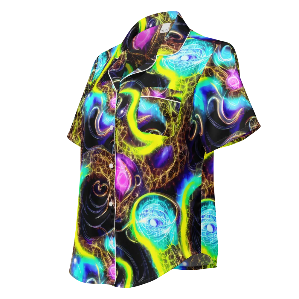 Blacklight Botanica on Women's Short Sleeve Pajama Top — Left Front