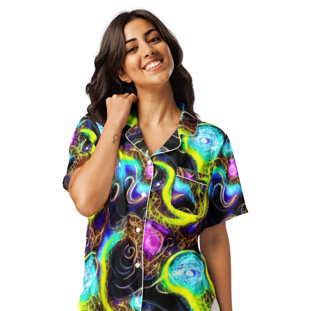 Blacklight Botanica on Women's Short Sleeve Pajama Top — Front