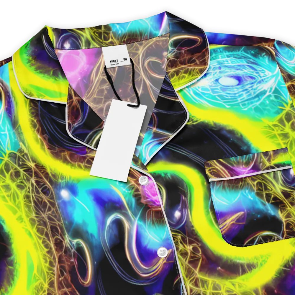 Blacklight Botanica on Women's Short Sleeve Pajama Top — Product details