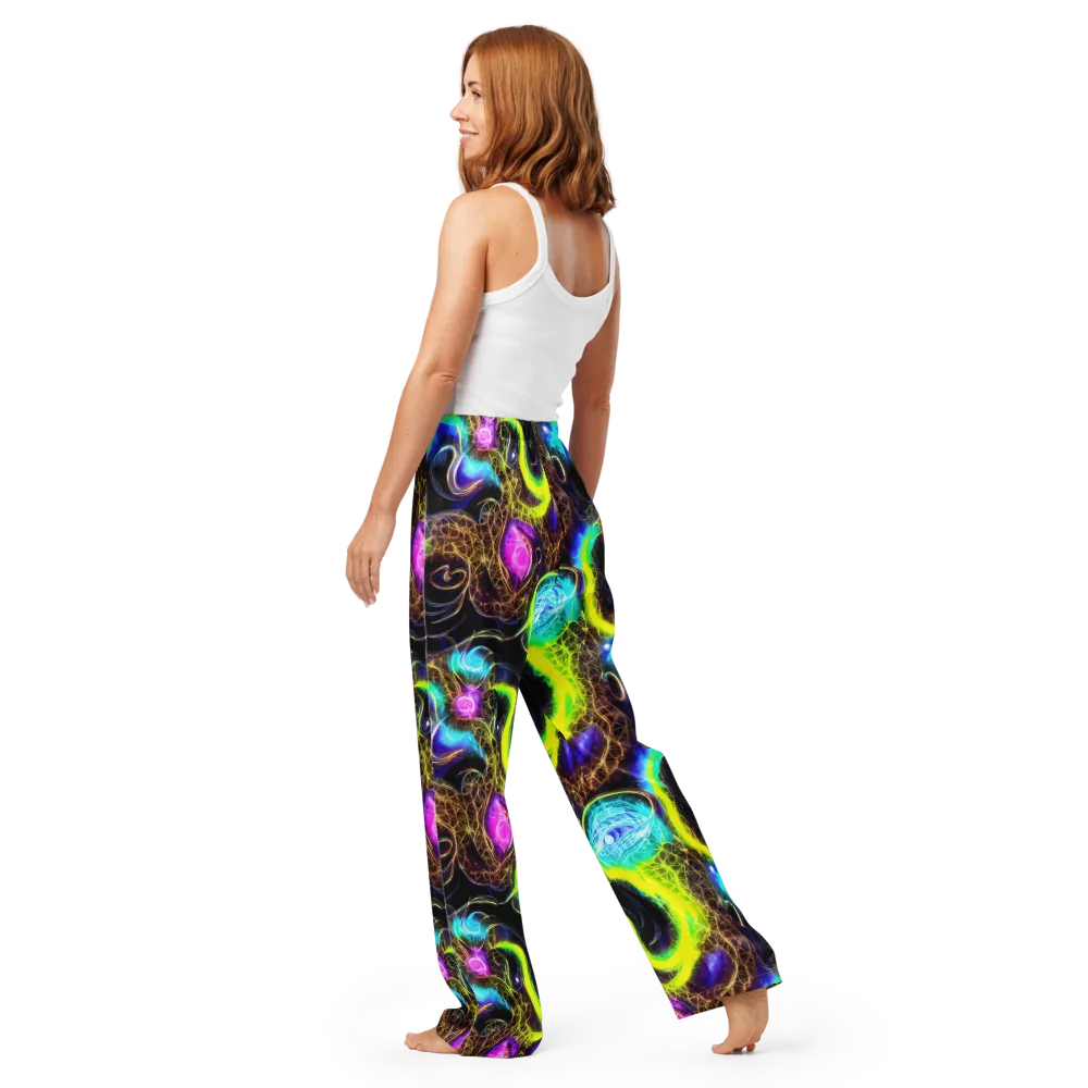 Blacklight Botanica on Women's Pajama Pants — Back