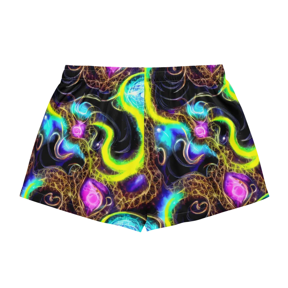 Blacklight Botanica on Women's Pajama Shorts — Back