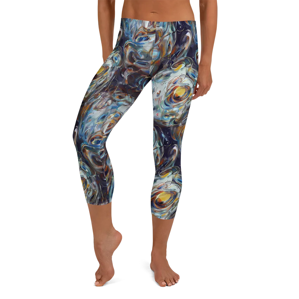 Mercury Bloom on Capri Leggings — Front