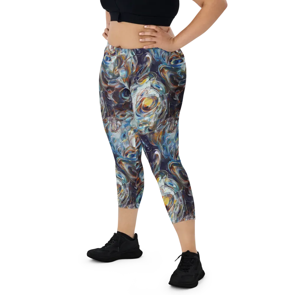 Mercury Bloom on Capri Leggings — Front