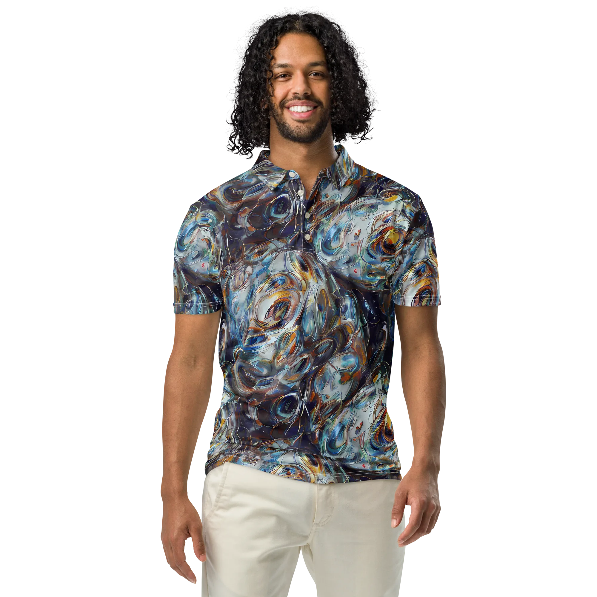 Mercury Bloom on Men's Slim Fit Polo Shirt — Front