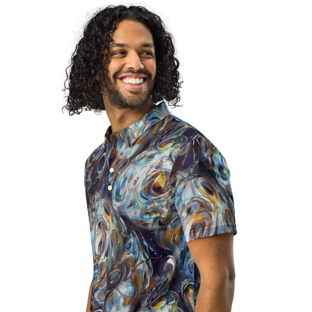 Mercury Bloom on Men's Slim Fit Polo Shirt — Left Front