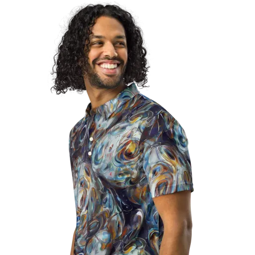 Mercury Bloom on a Men's Slim Fit Polo Shirt