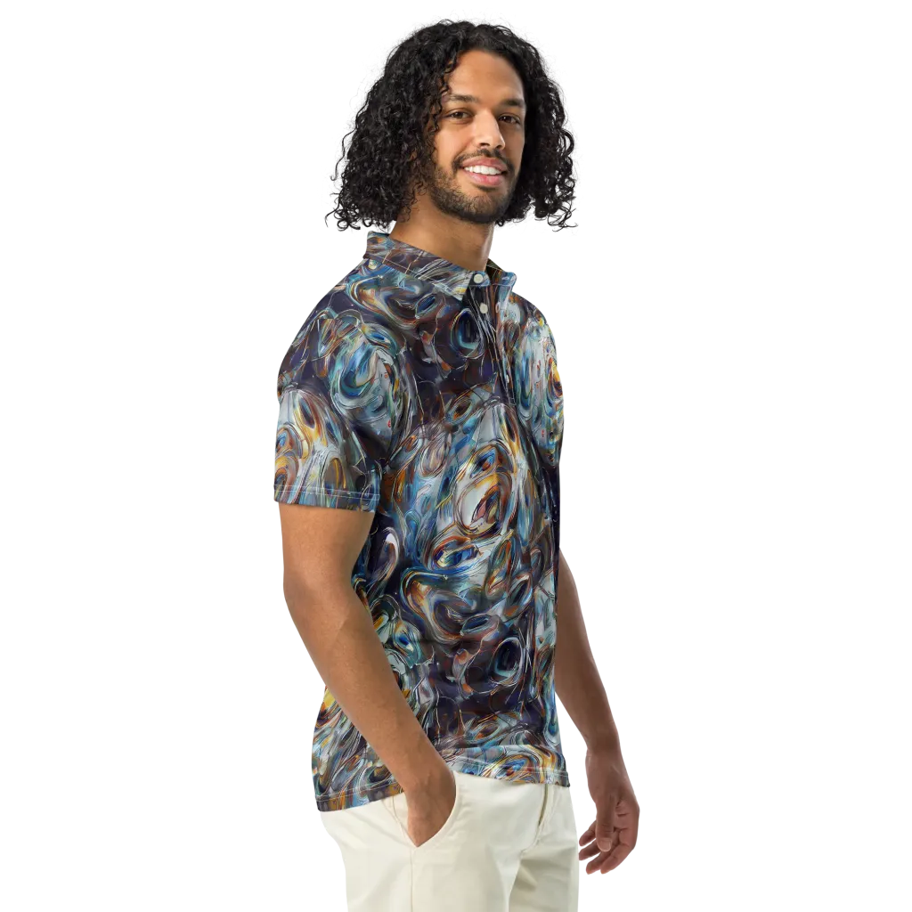 Mercury Bloom on Men's Slim Fit Polo Shirt — Right Front