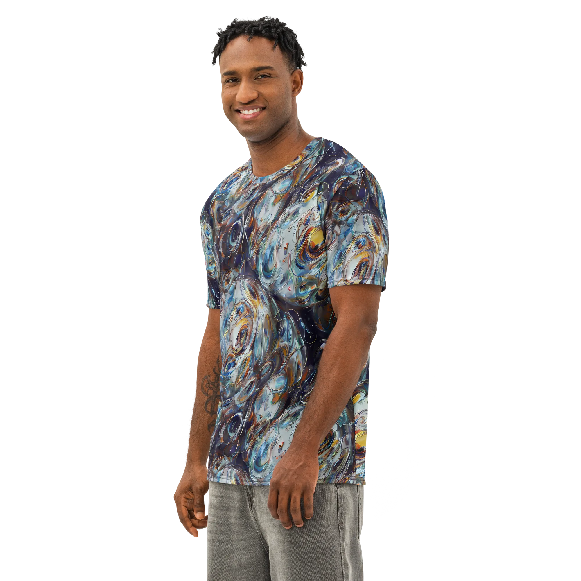 Mercury Bloom on Men's Cotton Crew Neck T-Shirt — Left Front
