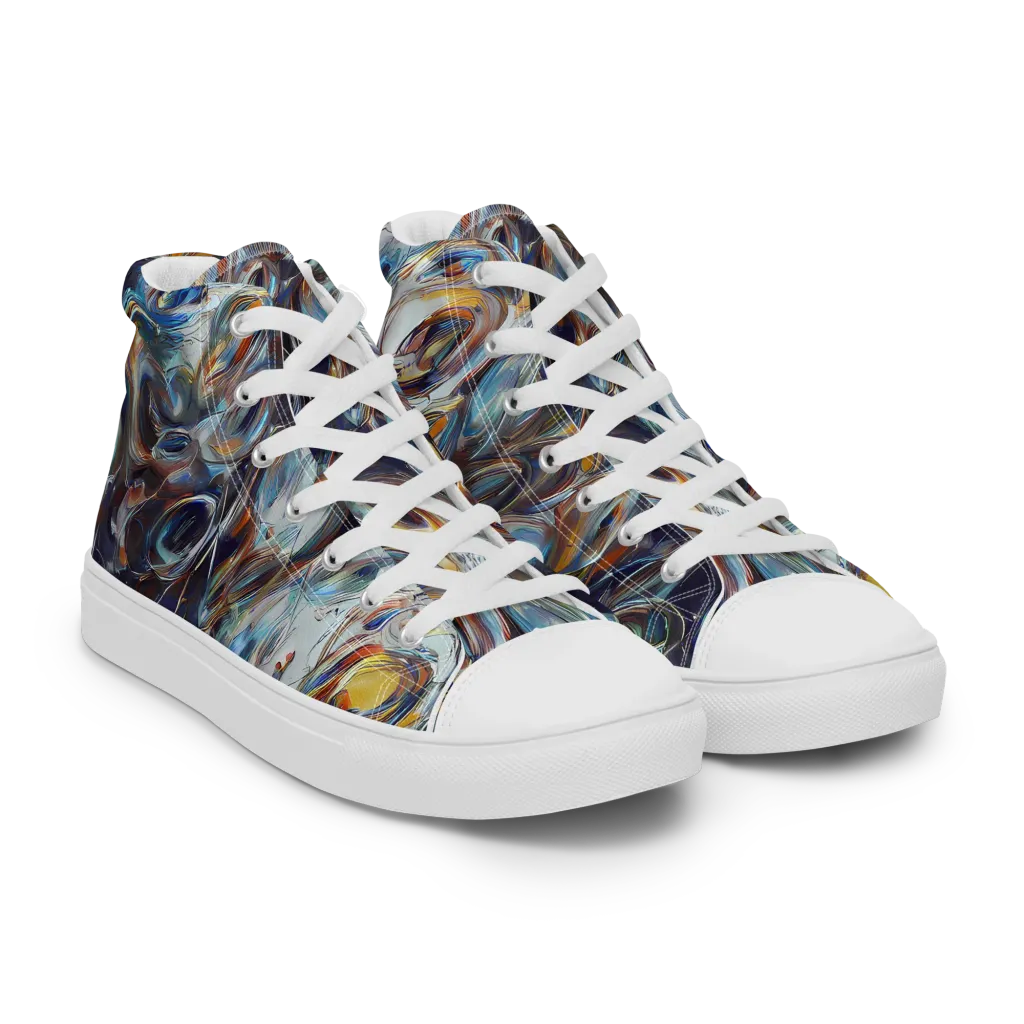 Mercury Bloom on Men's High Top Canvas Shoes — Right Front
