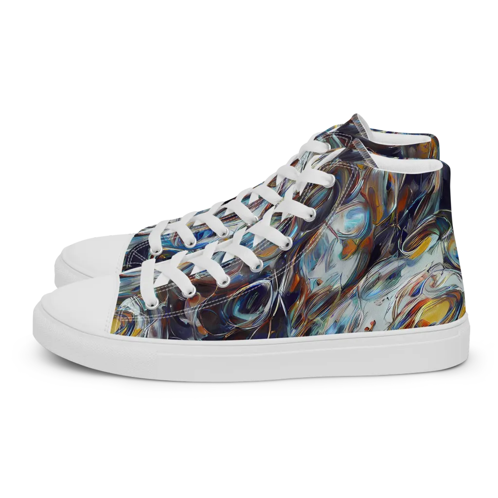 Mercury Bloom on Men's High Top Canvas Shoes — Left