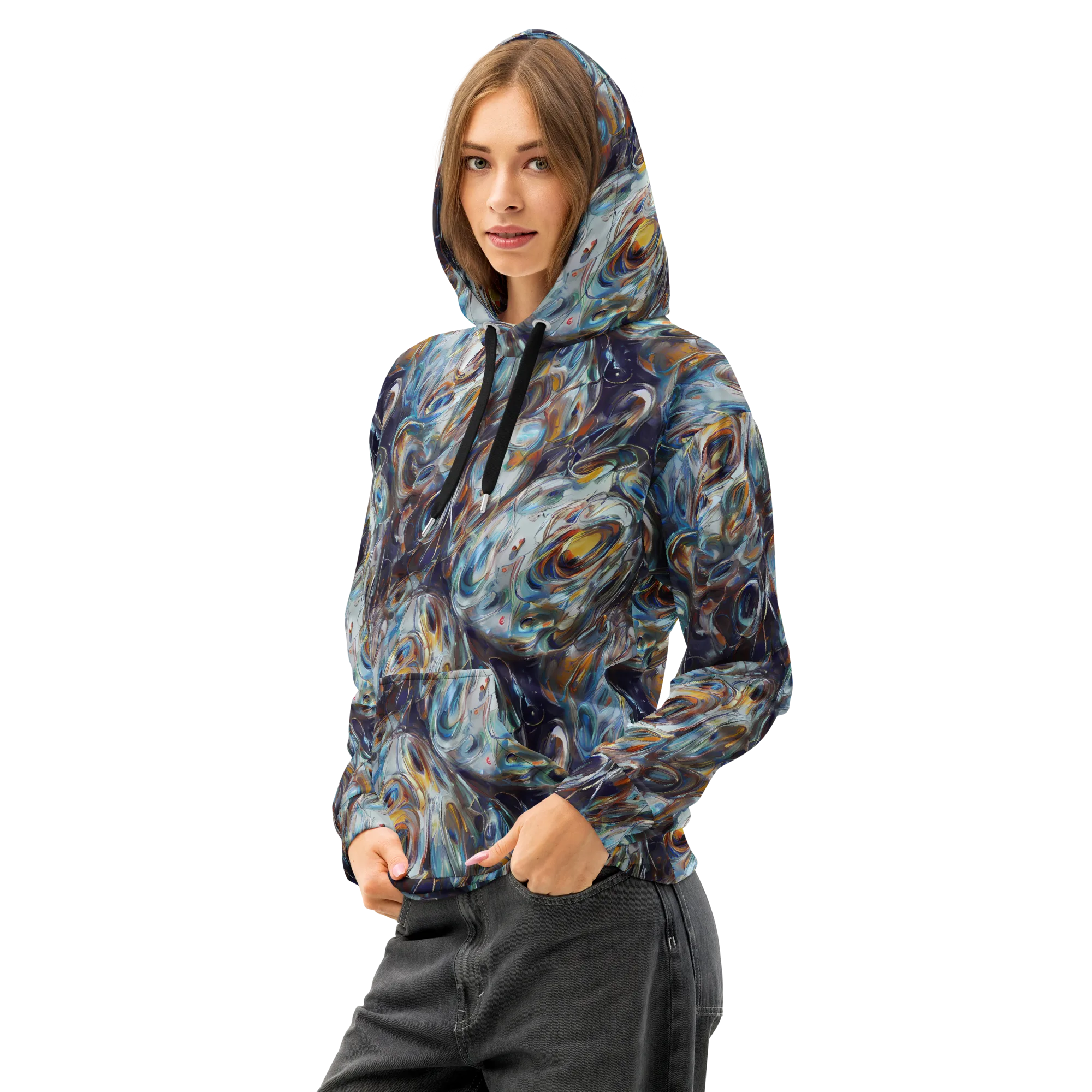 Mercury Bloom on Cotton Hoodie — Left Front