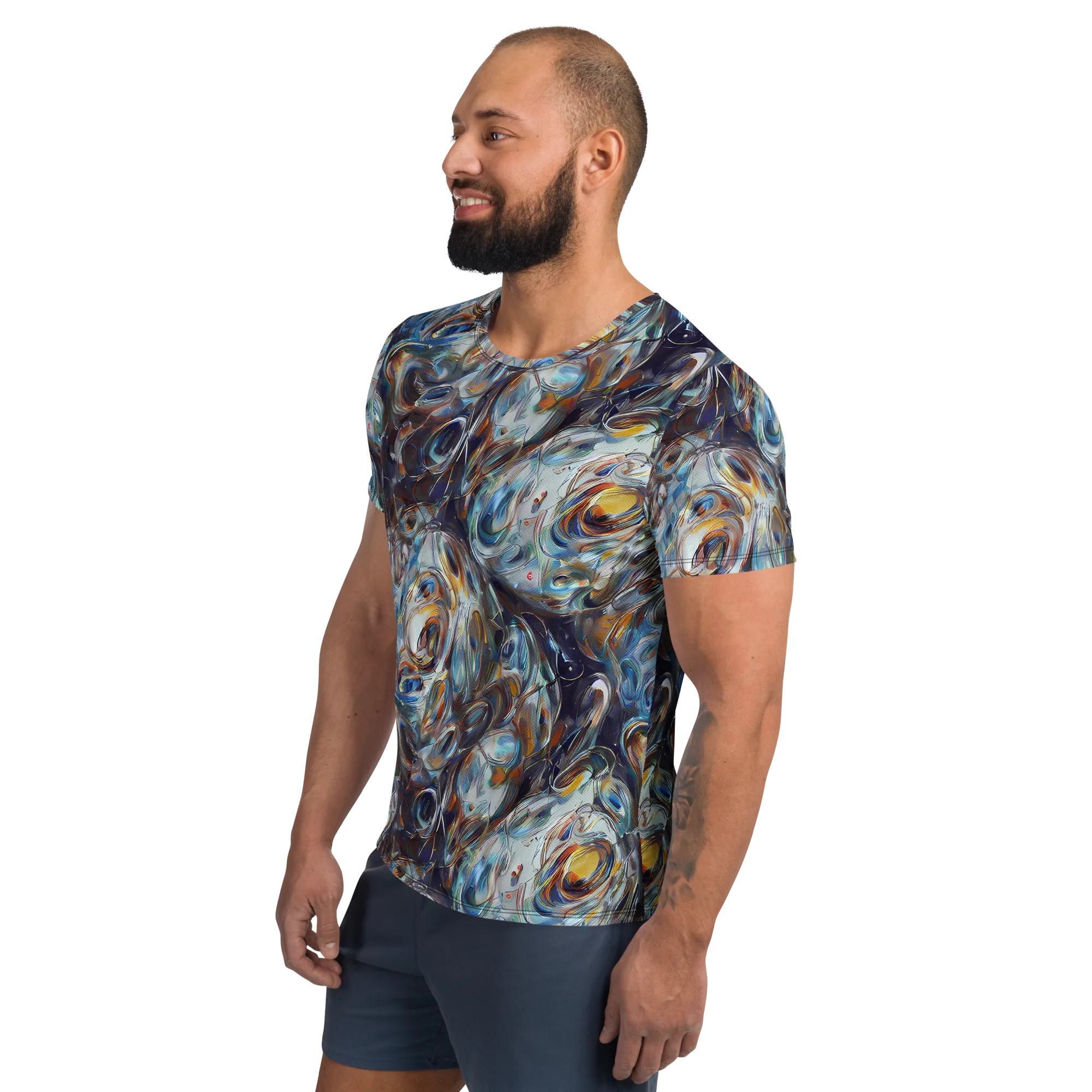 Mercury Bloom on Men's Athletic T-Shirt — Left