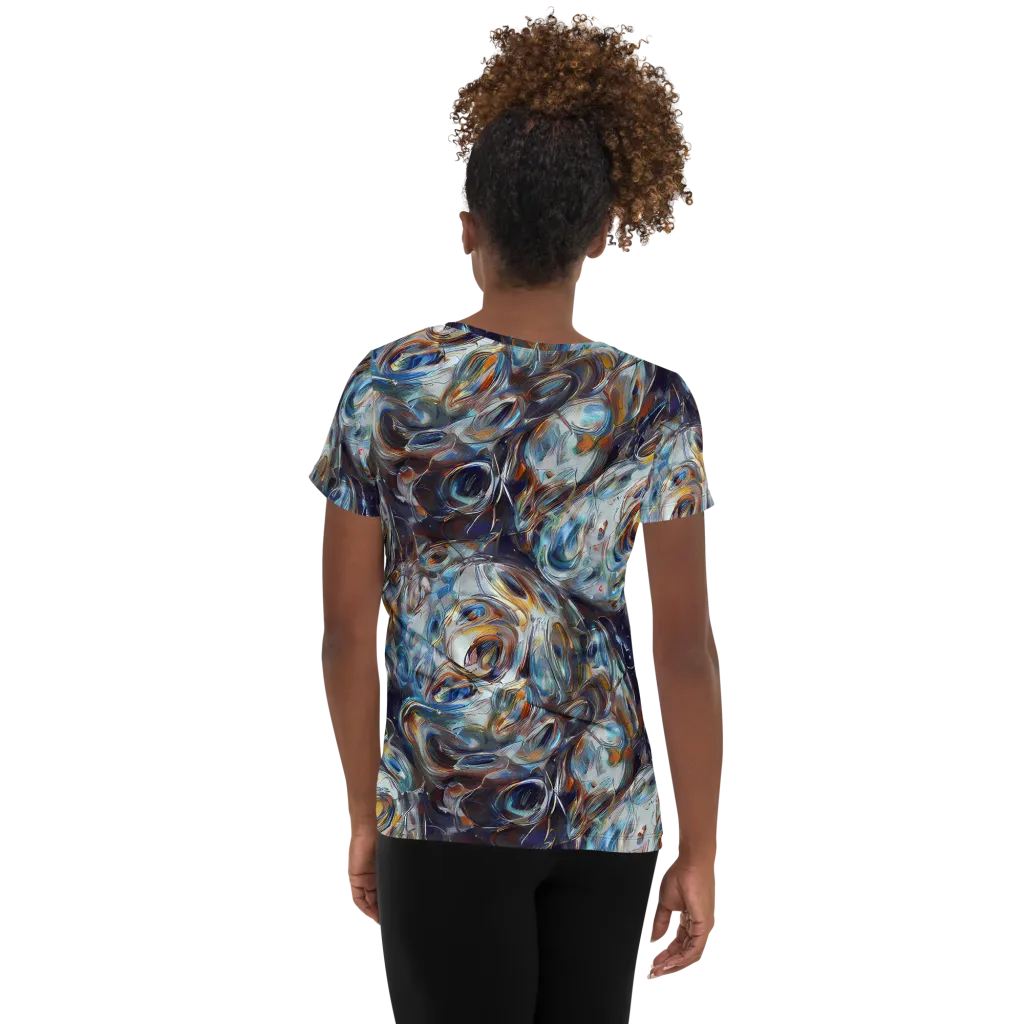 Mercury Bloom on Women's Athletic T-Shirt — Back