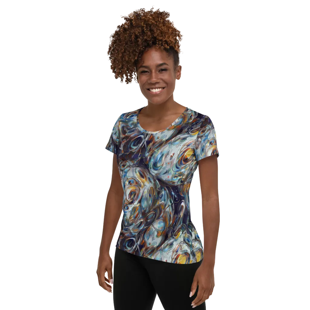 Mercury Bloom on Women's Athletic T-Shirt — Left