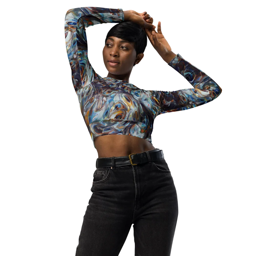 Mercury Bloom on Long Sleeve Crop Top — Front