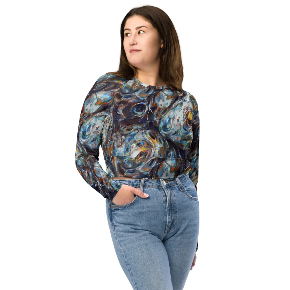 Mercury Bloom on Long Sleeve Crop Top — Front