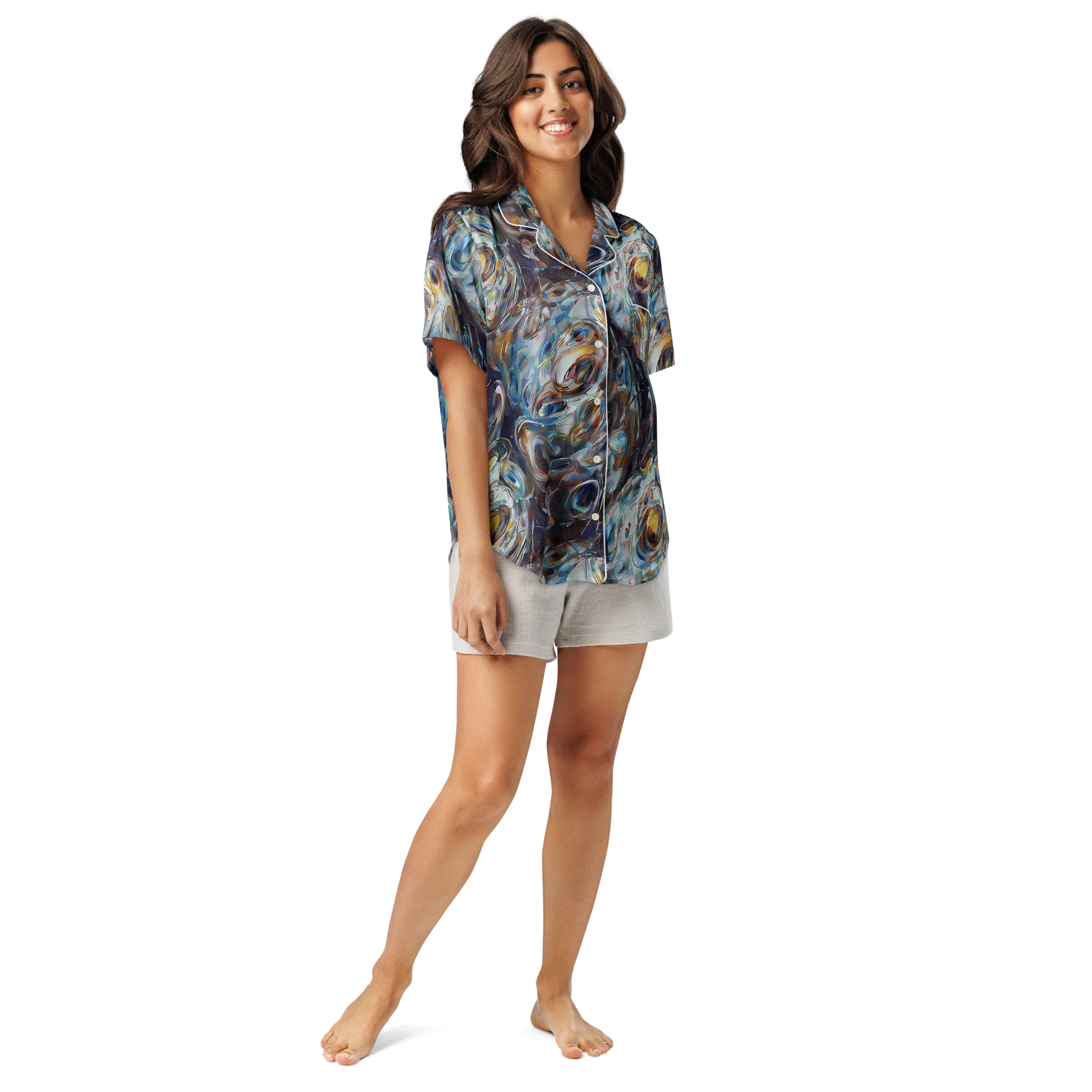 Mercury Bloom on Women's Short Sleeve Pajama Top — Front