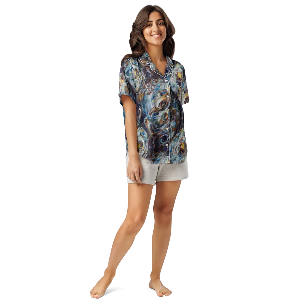 Mercury Bloom on Women's Short Sleeve Pajama Top — Front