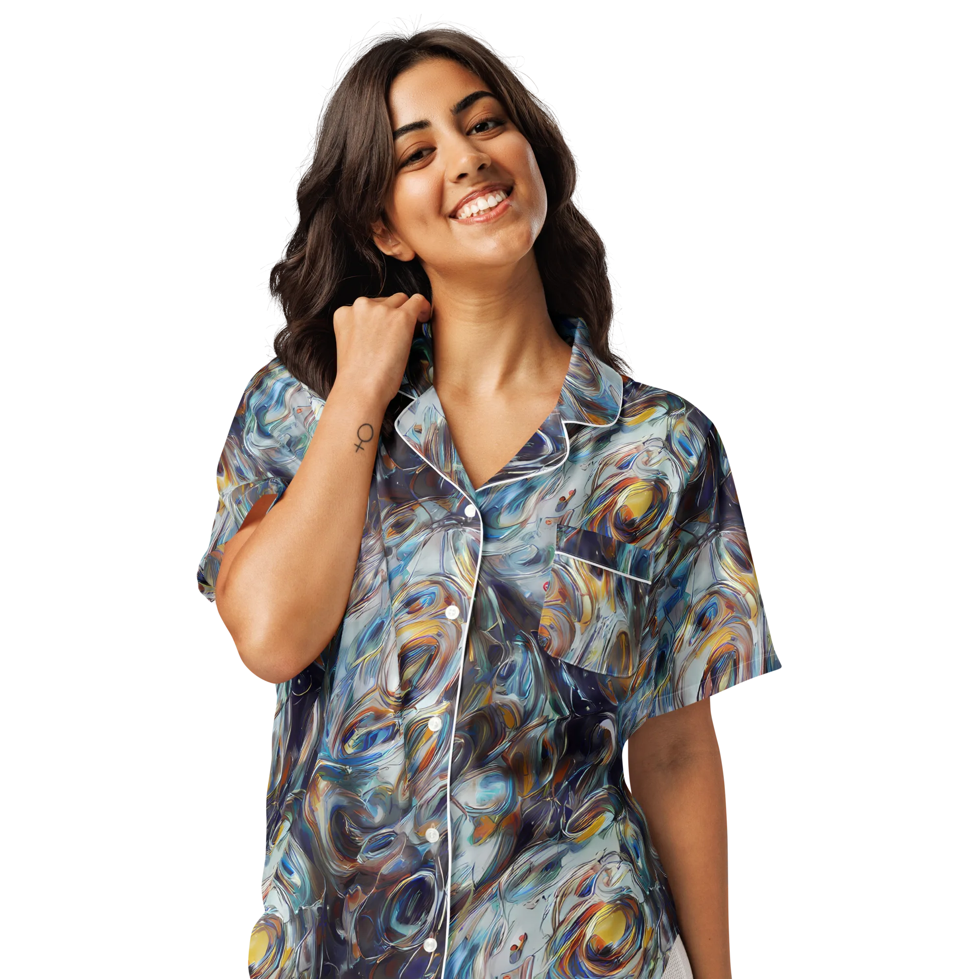 Mercury Bloom on Women's Short Sleeve Pajama Top — Front