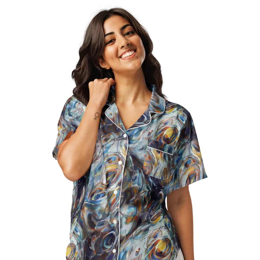 Mercury Bloom on Women's Short Sleeve Pajama Top — Front