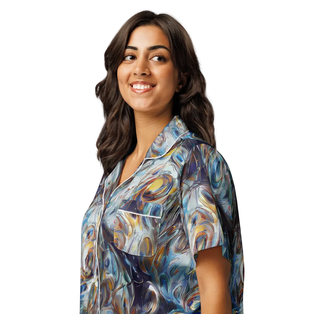 Mercury Bloom on Women's Short Sleeve Pajama Top — Left Front