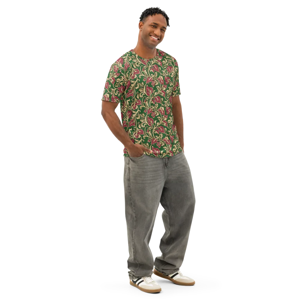 Emerald Rococo on Men's Cotton Crew Neck T-Shirt — Right Front