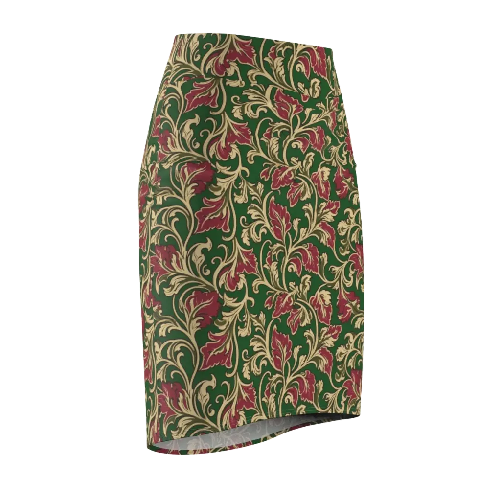 Emerald Rococo on Pencil Skirt — Front Side