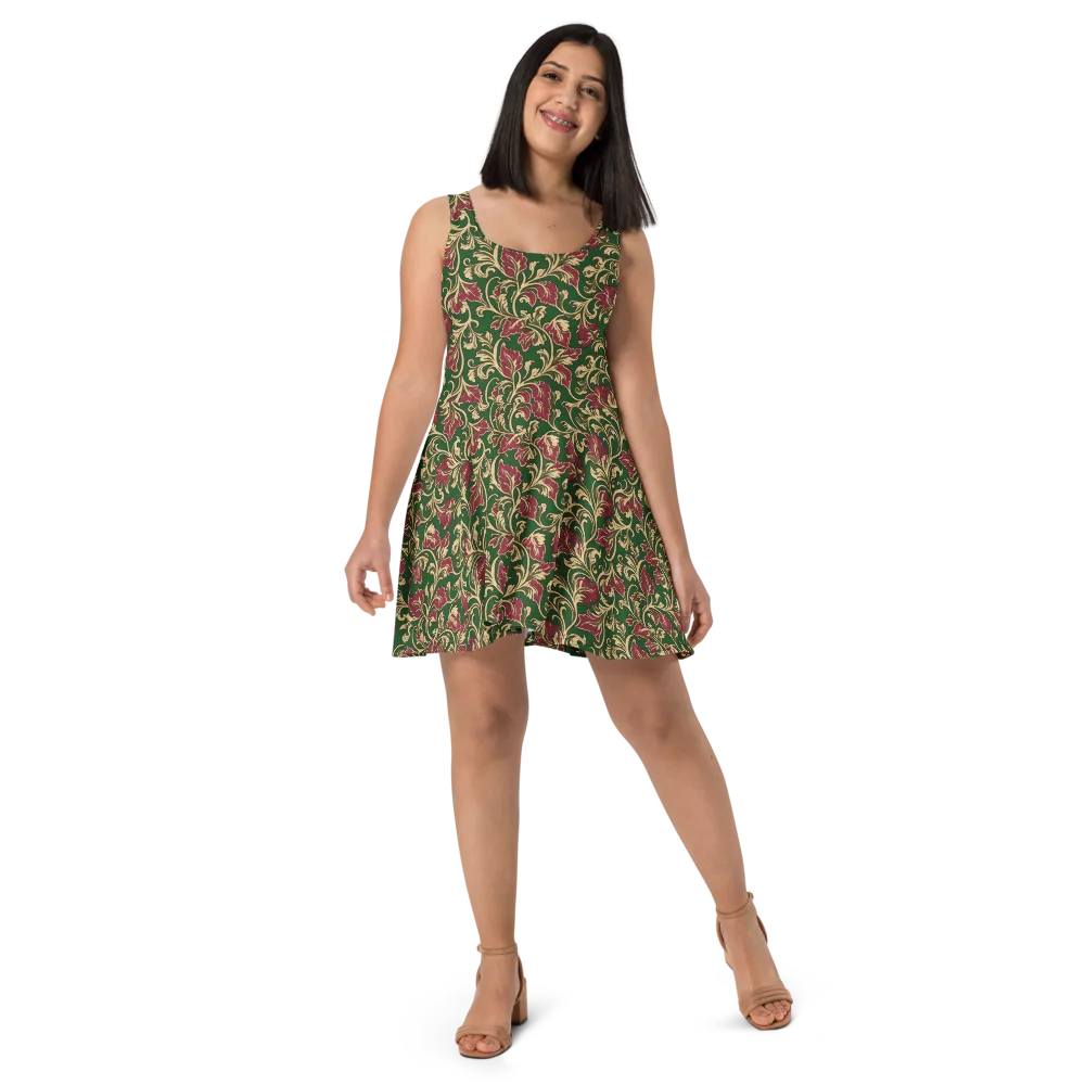 Emerald Rococo on Skater Dress — Front