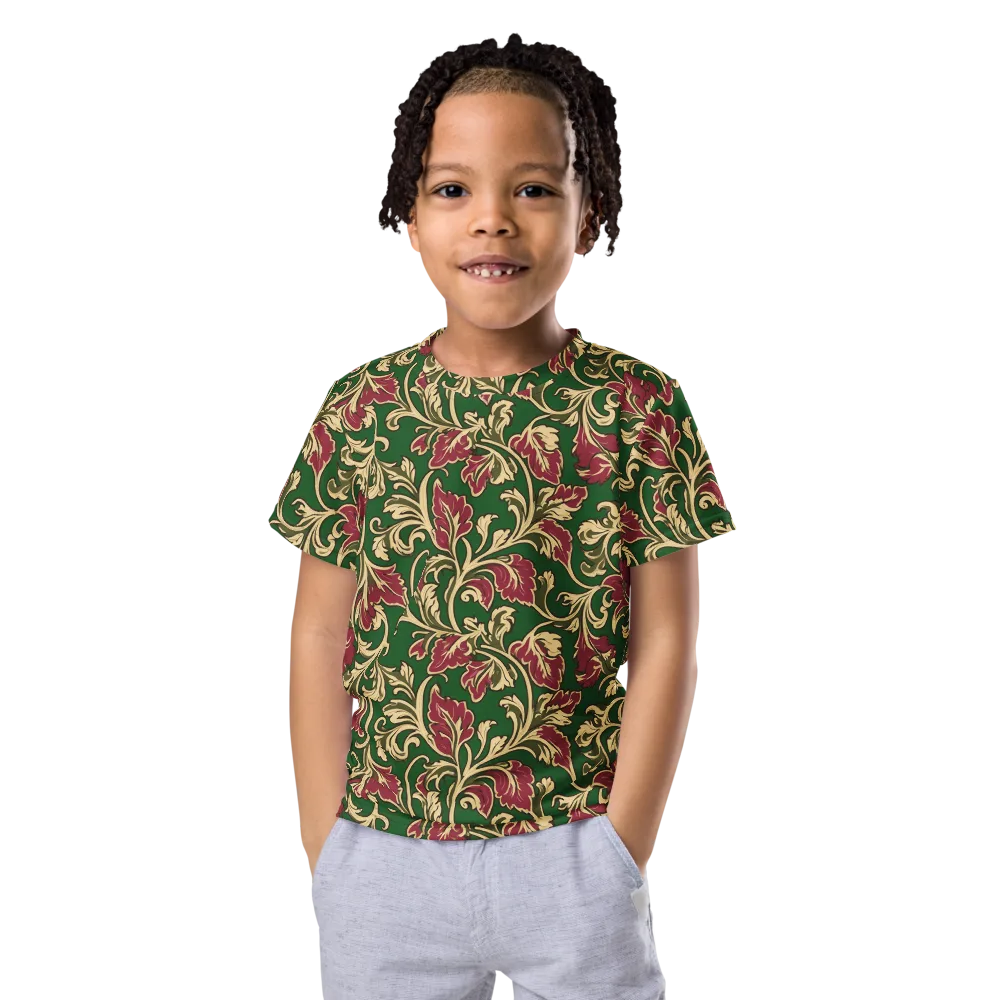 Emerald Rococo on Kids Crew Neck T-Shirt — Front
