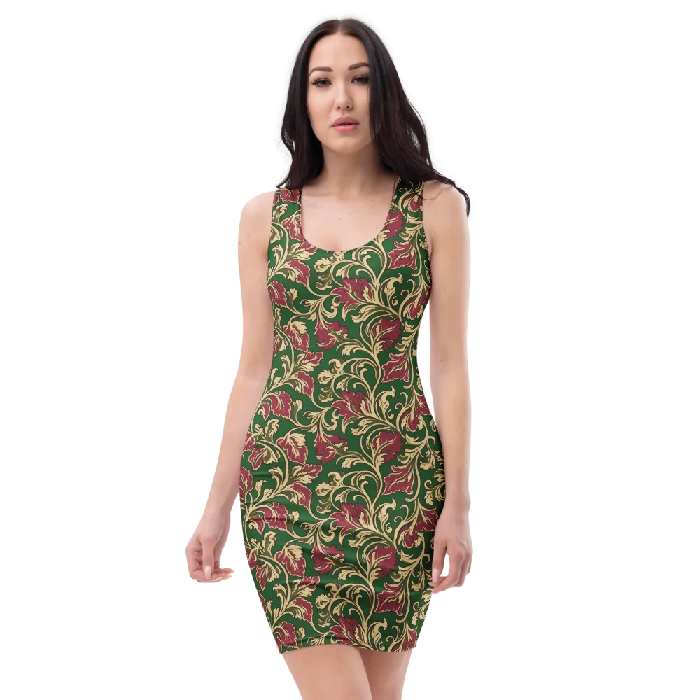 Emerald Rococo on Bodycon Dress — Front
